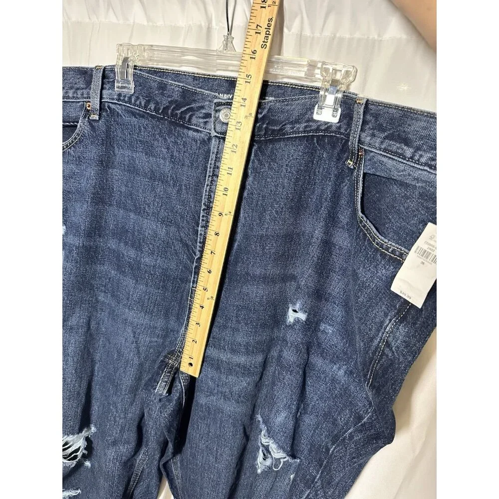 Old Navy High Rise Slouchy Straight Ripped Cut Off Jeans 26 High Rise Button Fly - Picture 11 of 15